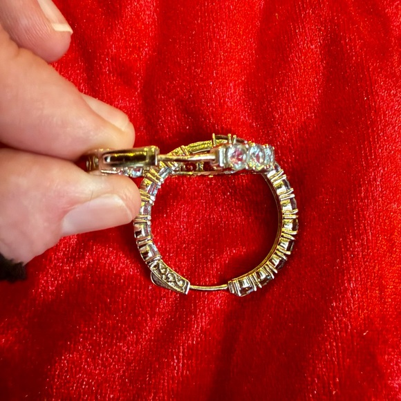 JTV. These are aquamarine style hoop earrings. These have a safety clasp. - Picture 5 of 5